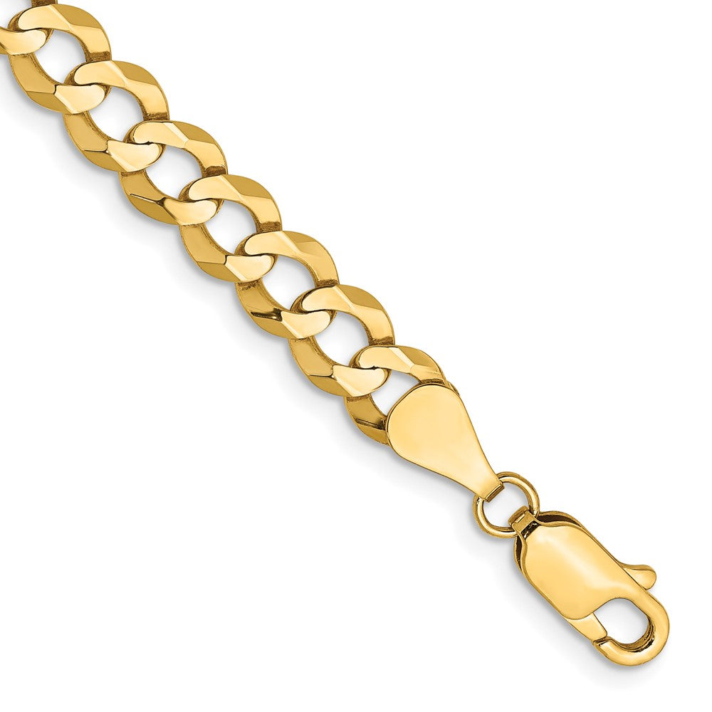 14K 7 inch 5.9mm Lightweight Flat Cuban with Lobster Clasp Bracelet 7 inches
