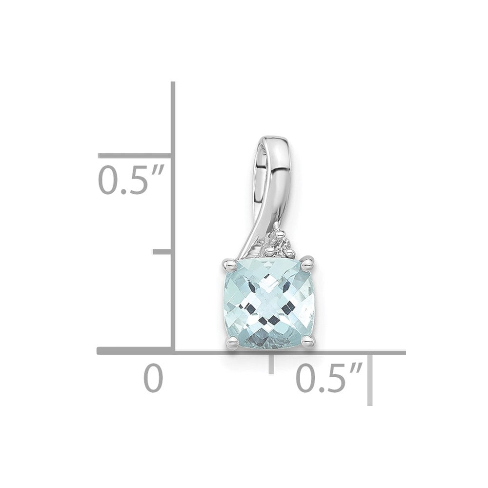 10k White Gold Checkerboard Aquamarine & Diamond Chain Slide