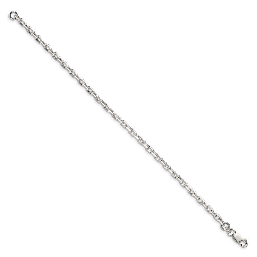 Sterling Silver 3.95mm Beveled Oval Cable Chain 8 inches