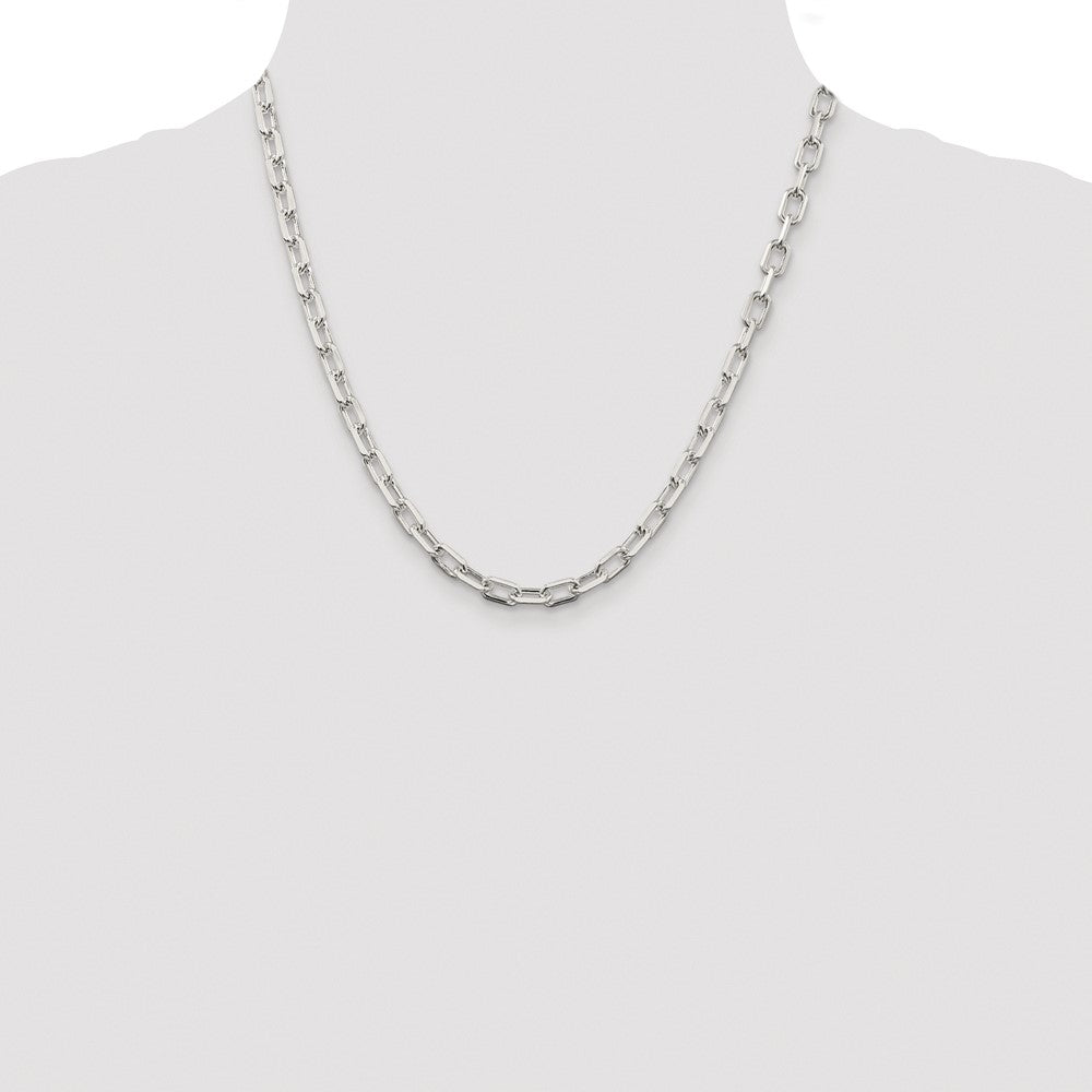 Sterling Silver Rhodium-plated 5.75mm Diamond-cut Long Link Cable Chain