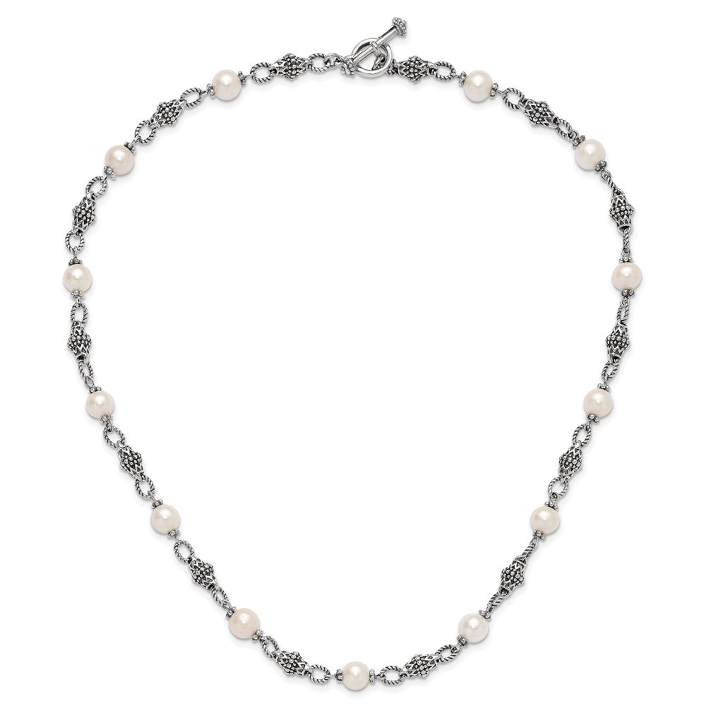 Shey Couture Sterling Silver 20 Inch Antiqued 8-8.5mm Freshwater Cultured Pearl Necklace 18 Inches