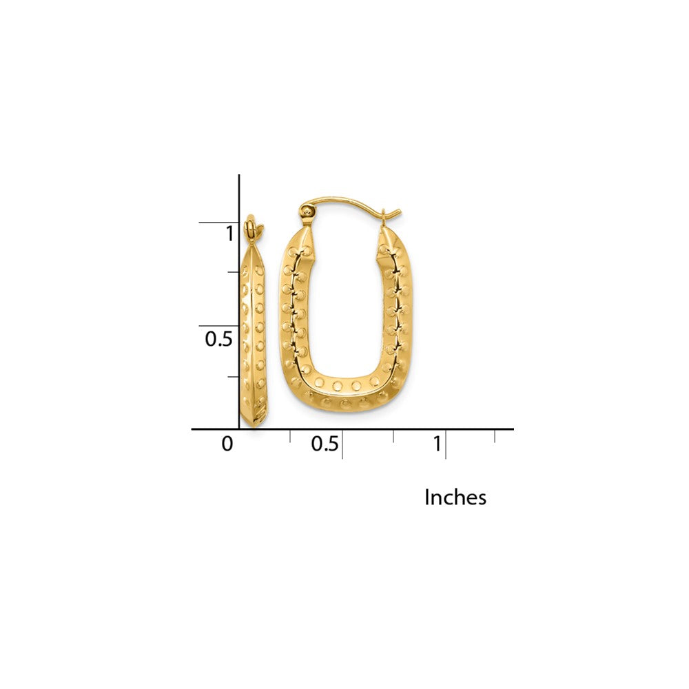 10k Polished and Textured Rectangle Hoop Earrings