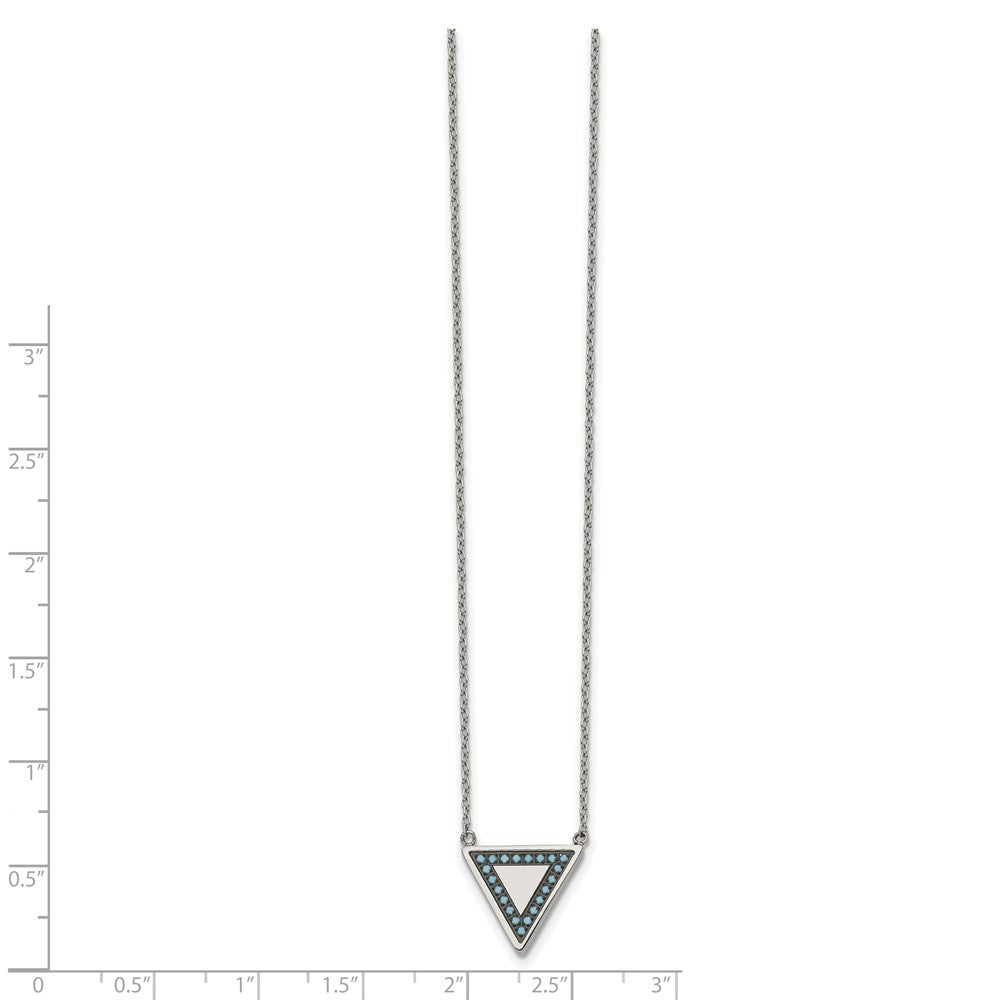 Stainless Steel Polished w/Reconstructed Turquoise w/2in ext. Necklace