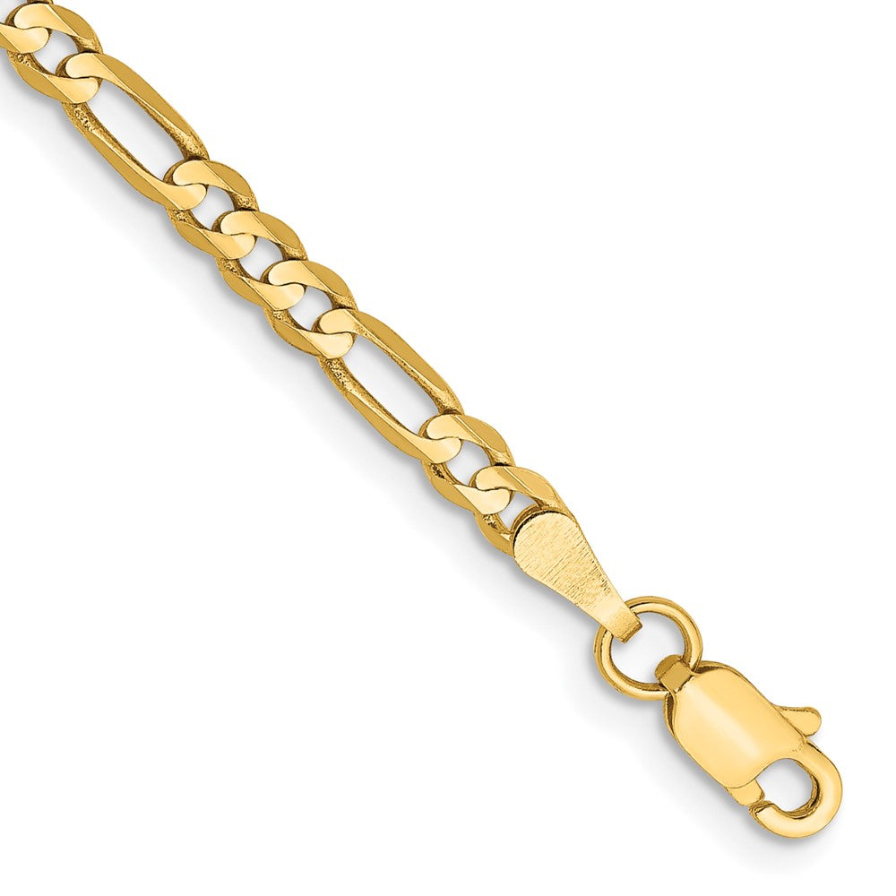 14K 7 inch 3mm Concave Open Figaro with Lobster Clasp Bracelet 7 inches