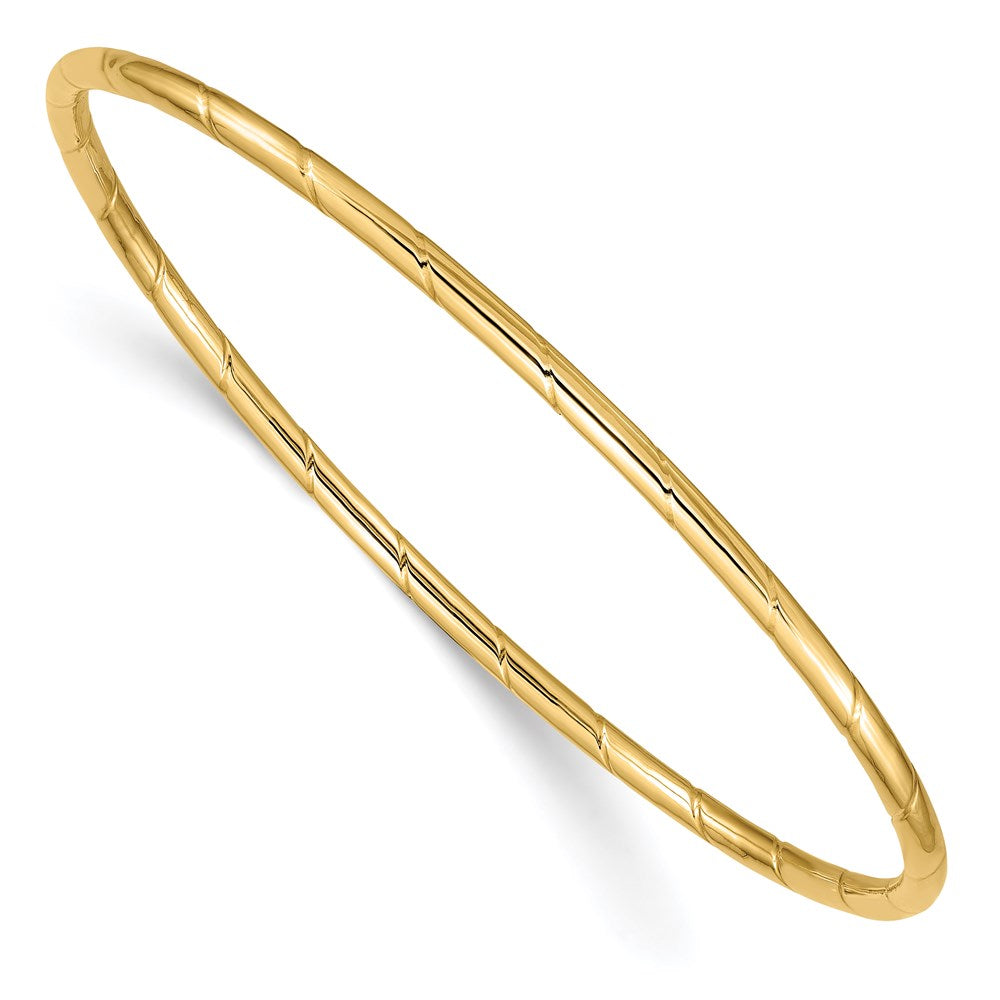 14k 2.5mm Grooved Slip-on Bangle 8 inches