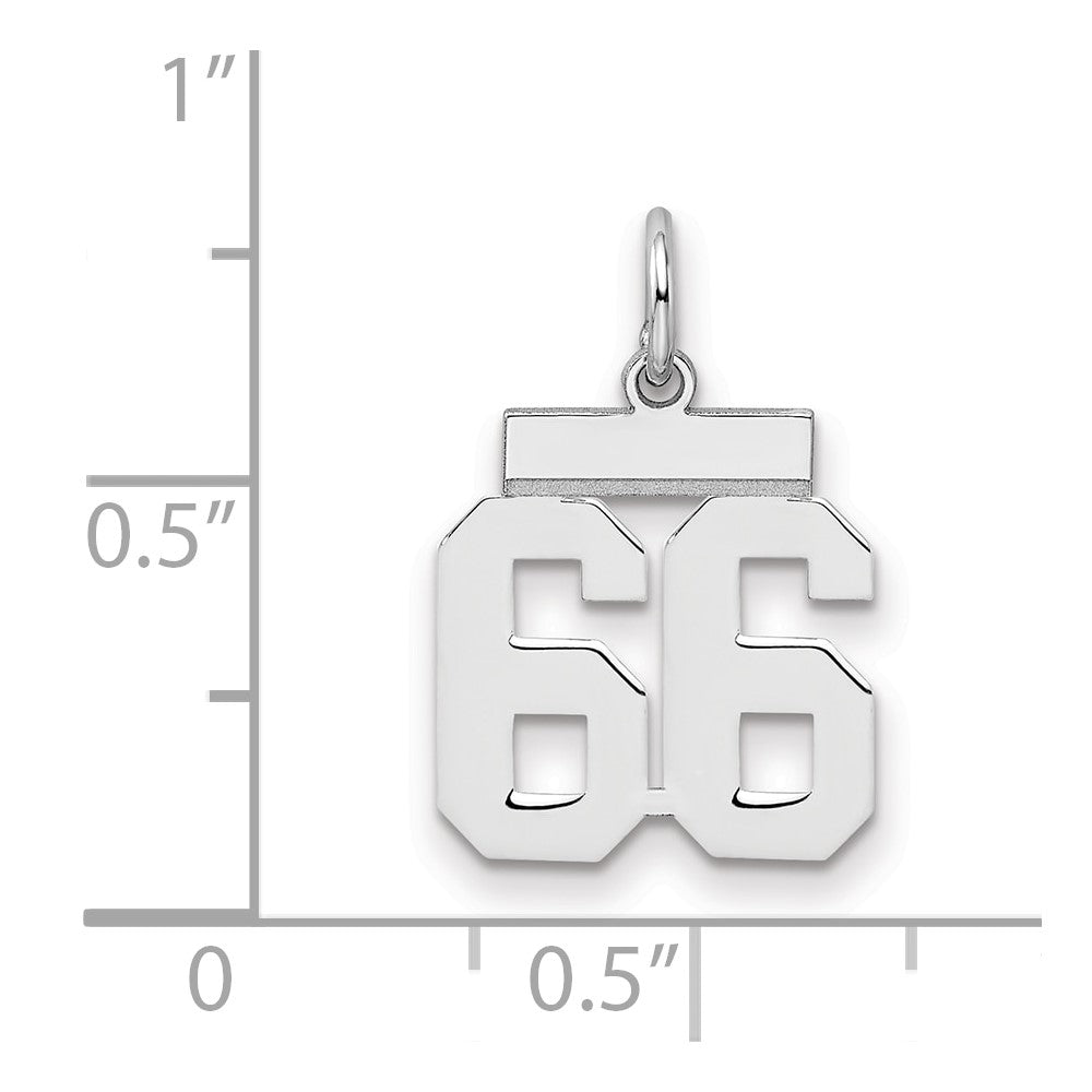 Sterling Silver/Rhodium-plated Polished Number 66 Charm