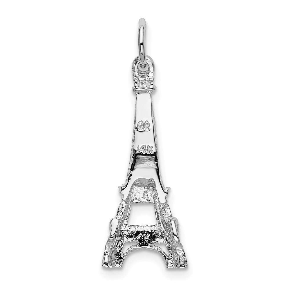 14k White Gold Solid Polished Eiffel Tower Charm