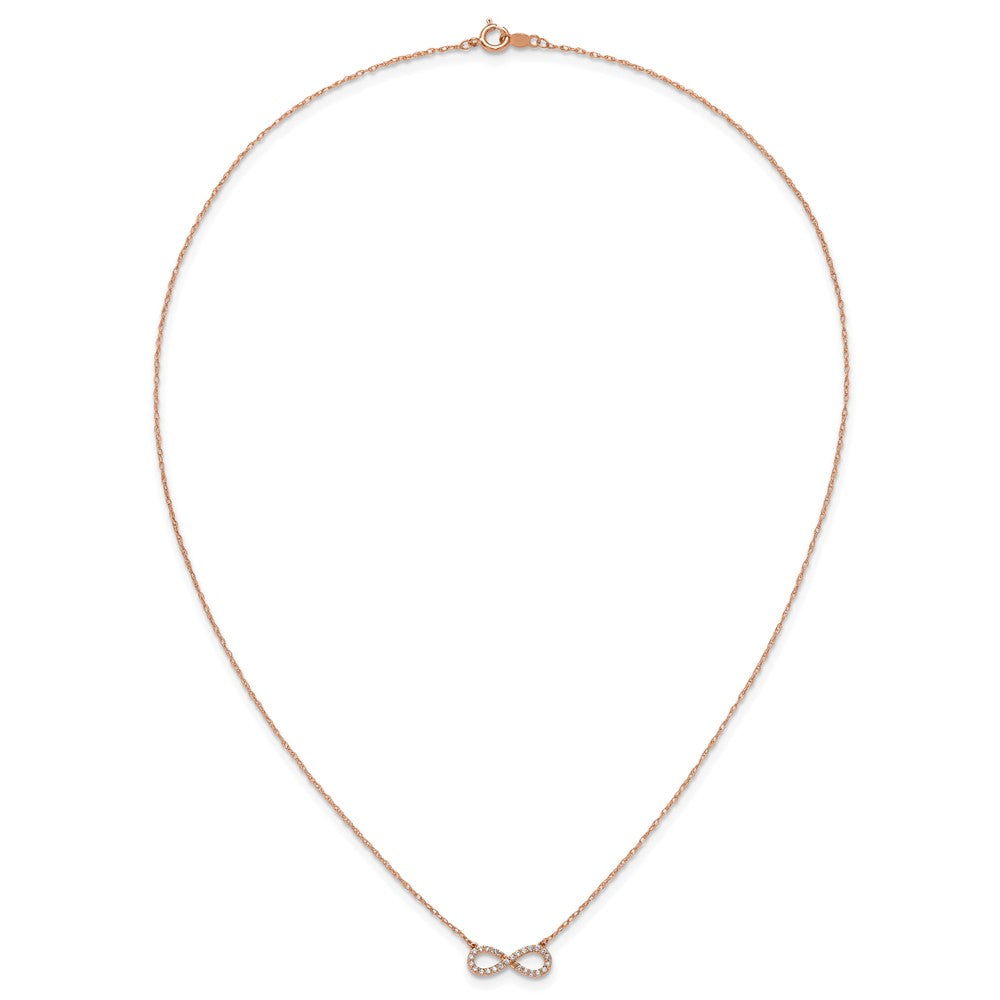 14k Rose Gold Polished Diamond Infinity Symbol 18 inch Necklace