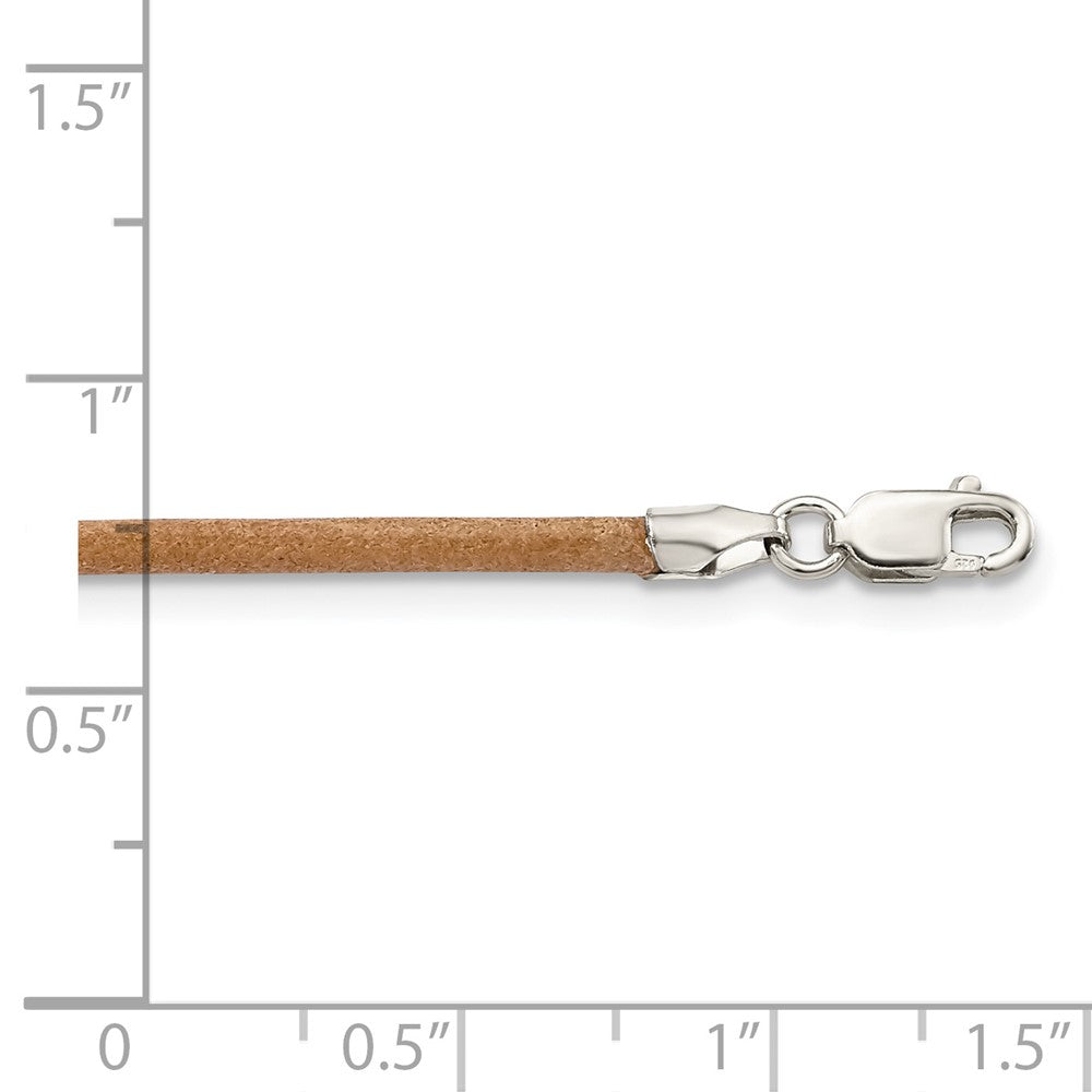 Sterling Silver 16inch 2mm Natural Leather Cord Necklace 16 Inches