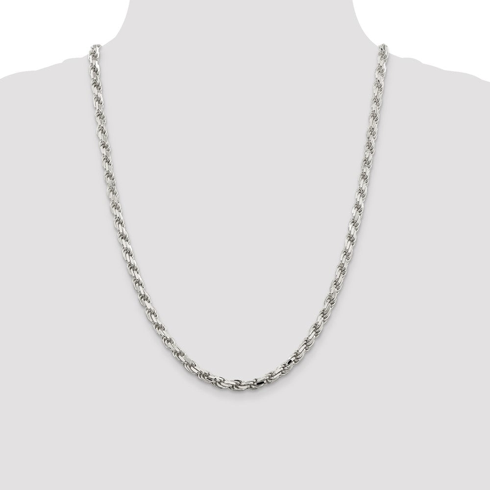 Sterling Silver 5.75mm Diamond-cut Rope Chain 24 Inches