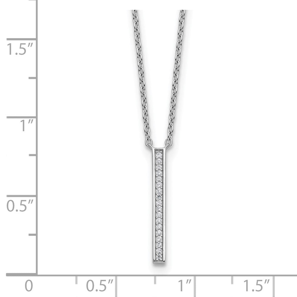 Cheryl M Sterling Silver Rhodium-plated Polished CZ Bar Necklace 18 Inches