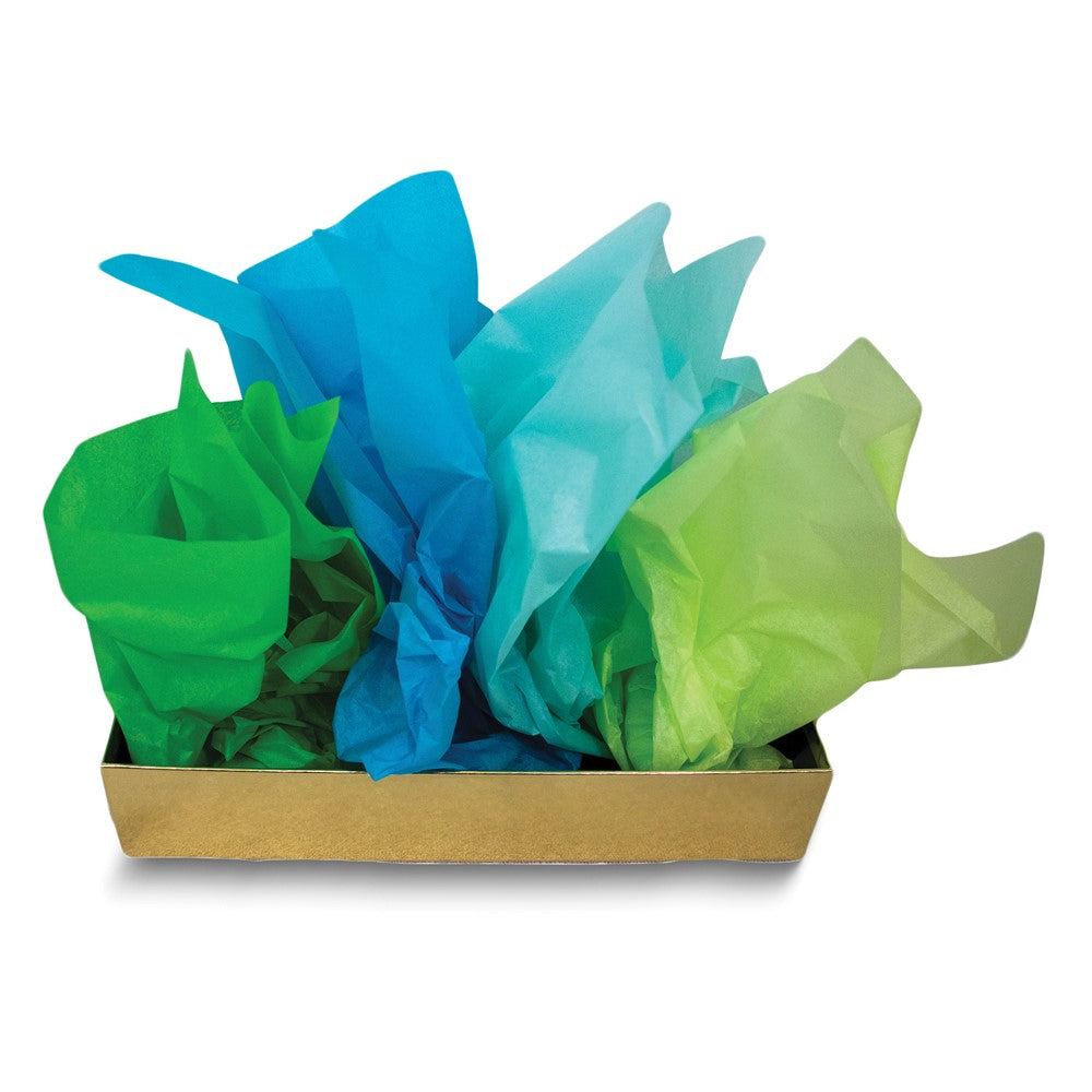 Four Color 48 Sheet Light Green, Dark Green, Light Blue, Dark Blue Mixed Tissue Paper Set - 12 Each Color