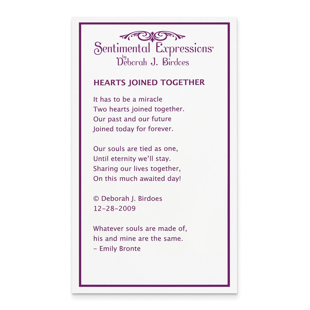 Sentimental Expressions Sterling Silver Rhodium-plated CZ Hearts Joined Together 18 inch Necklace with Poem Card 18 Inches