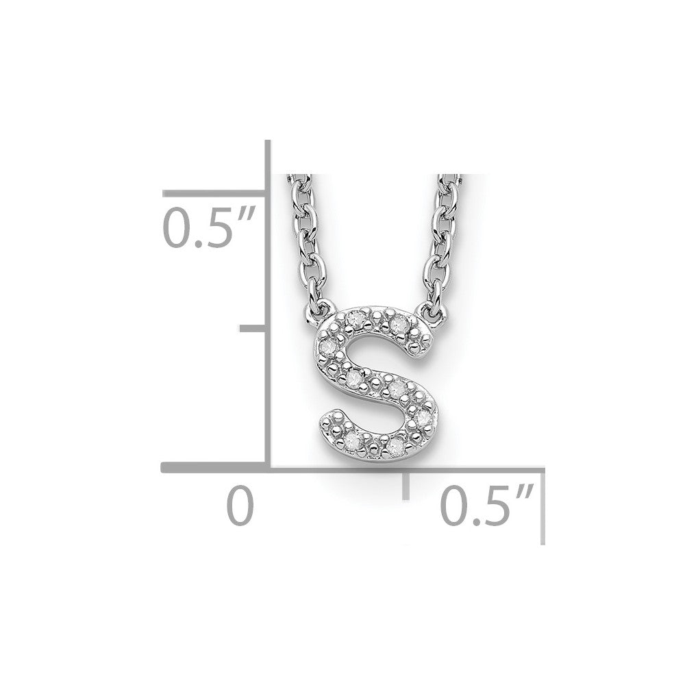Sterling Silver Polished Diamond Initial s with 16 + 2 in ext Necklace
