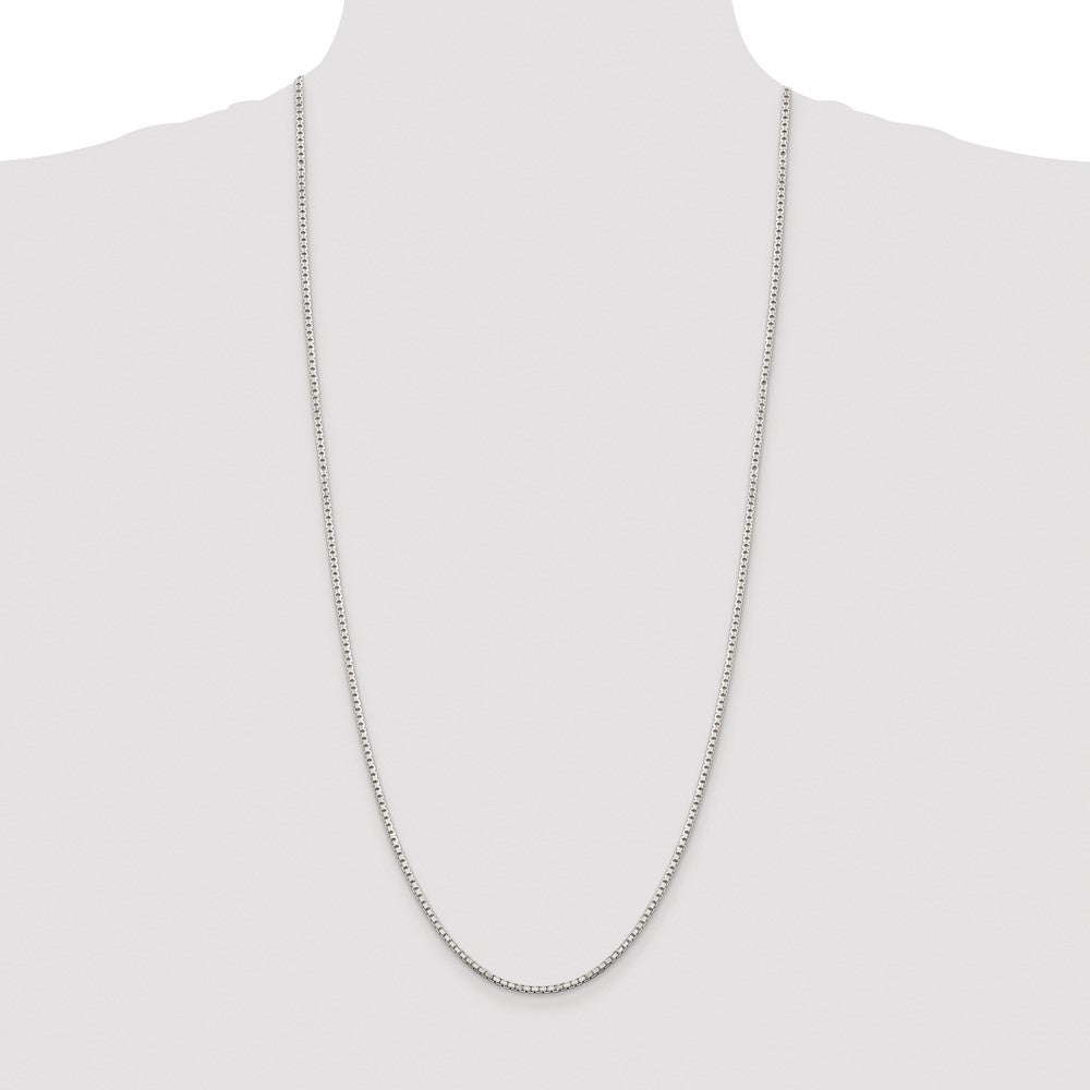 Sterling Silver Rhodium-plated 2mm 8 Sided Diamond-cut Box Chain