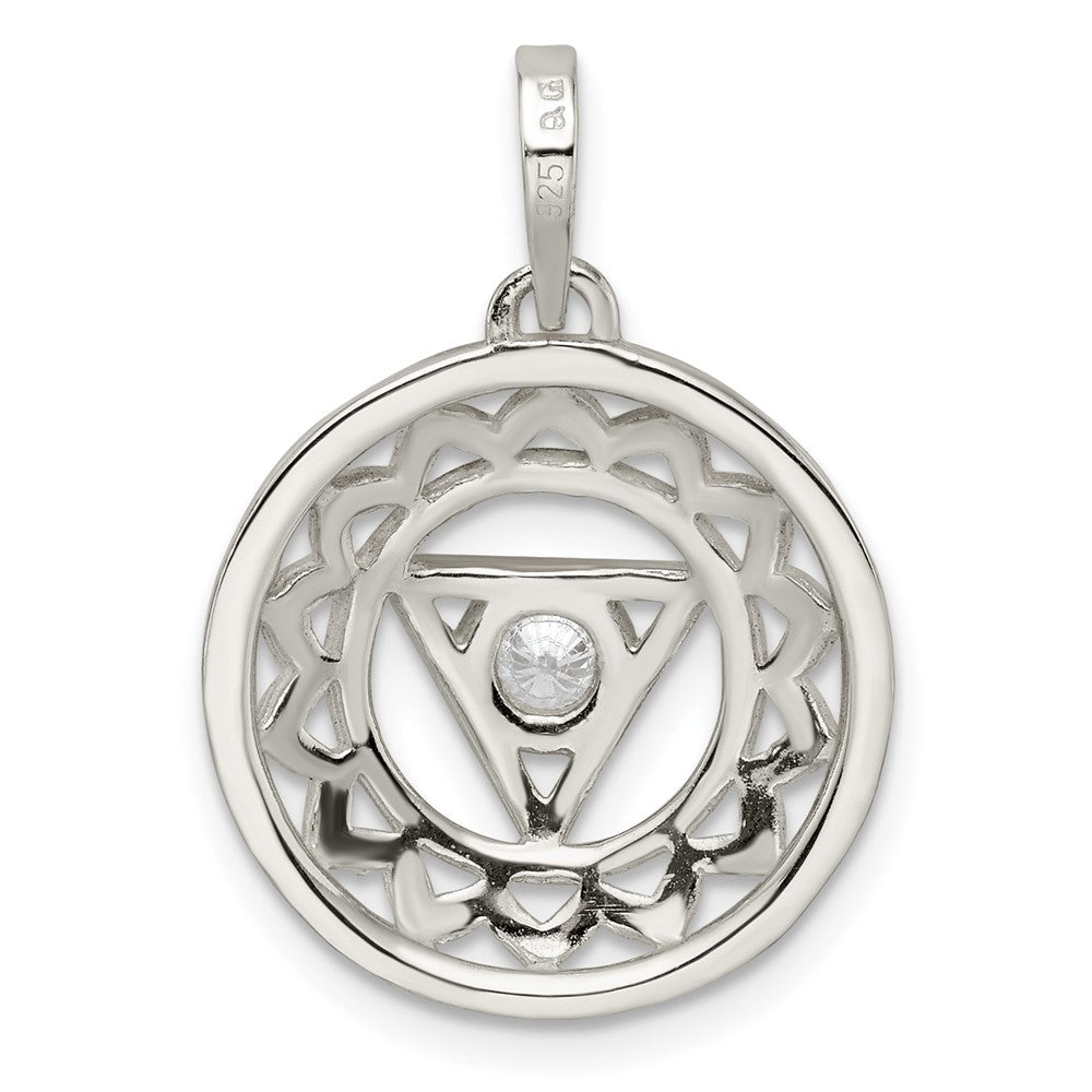 Sterling Silver CZ Throat Chakra Filigree Pendant