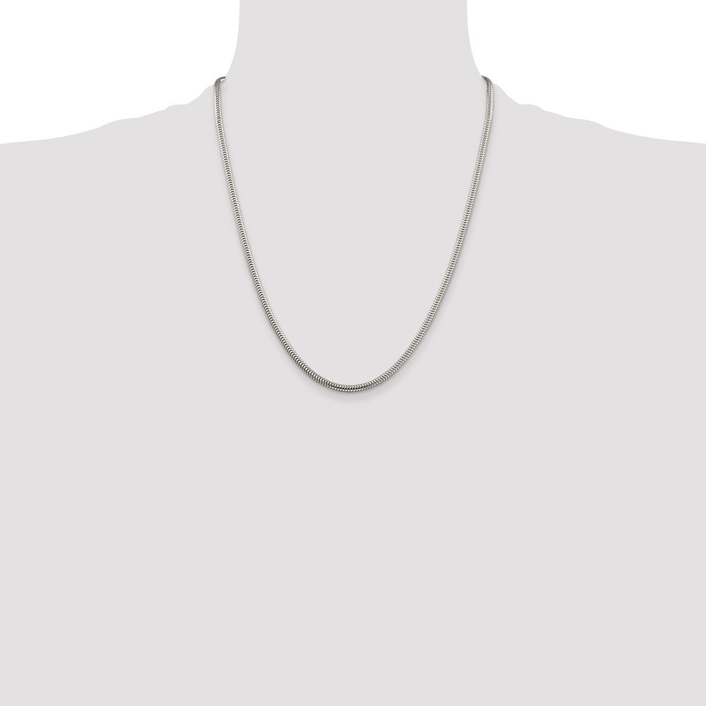 Sterling Silver 3mm Round Snake Chain 22 Inches