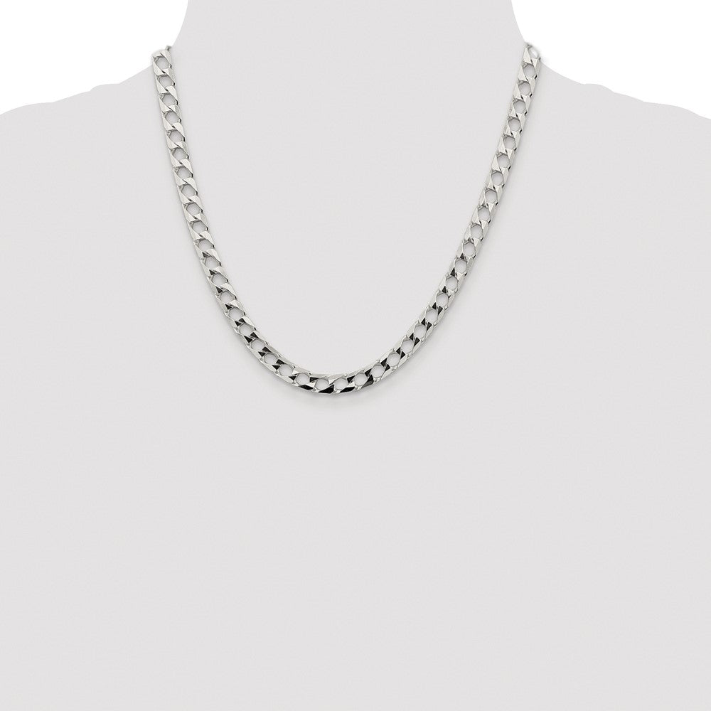 Sterling Silver Rhodium-plated 6.25mm D/C Square Curb Chain
