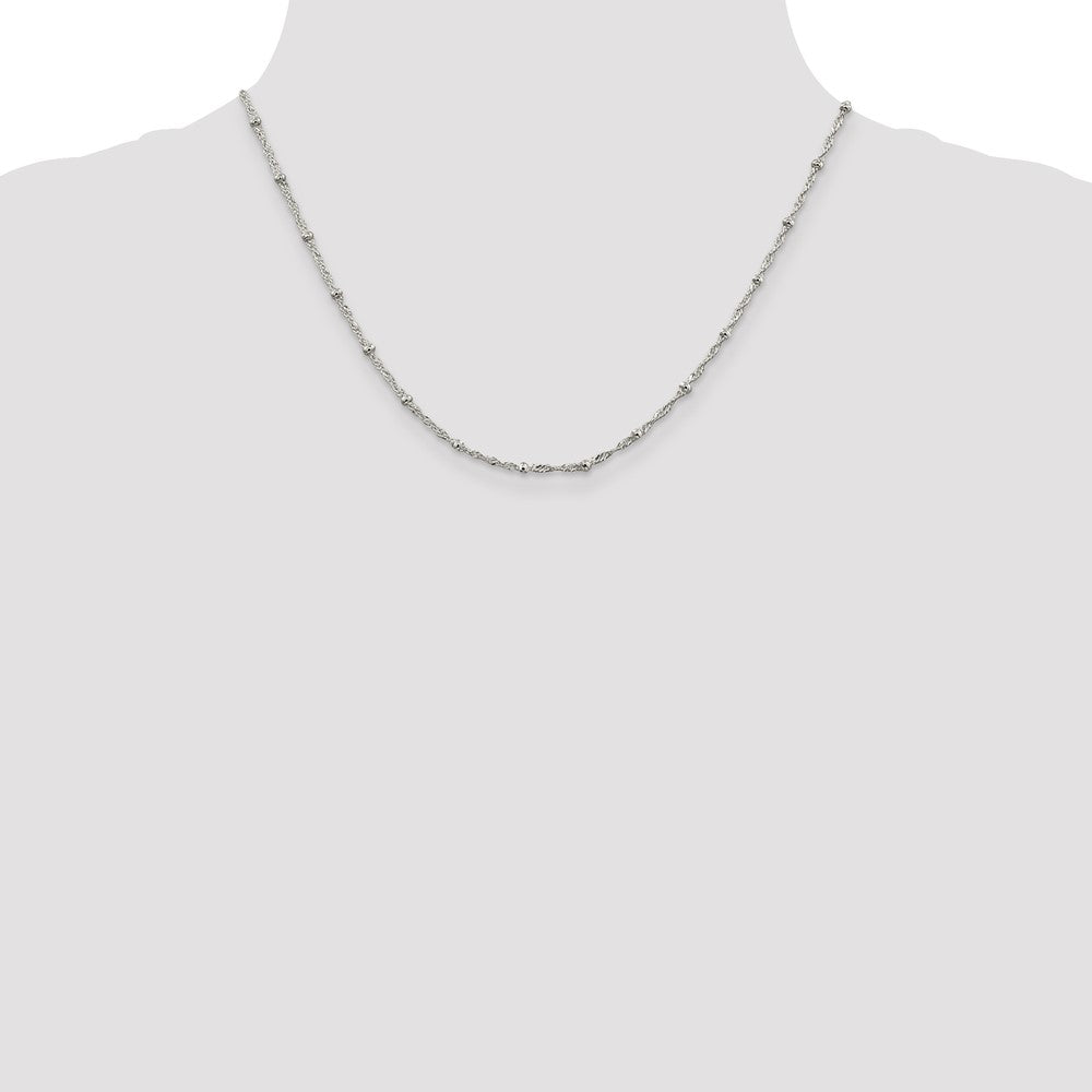 Sterling Silver 2.5mm Singapore w/ Beads Chain 18 Inches