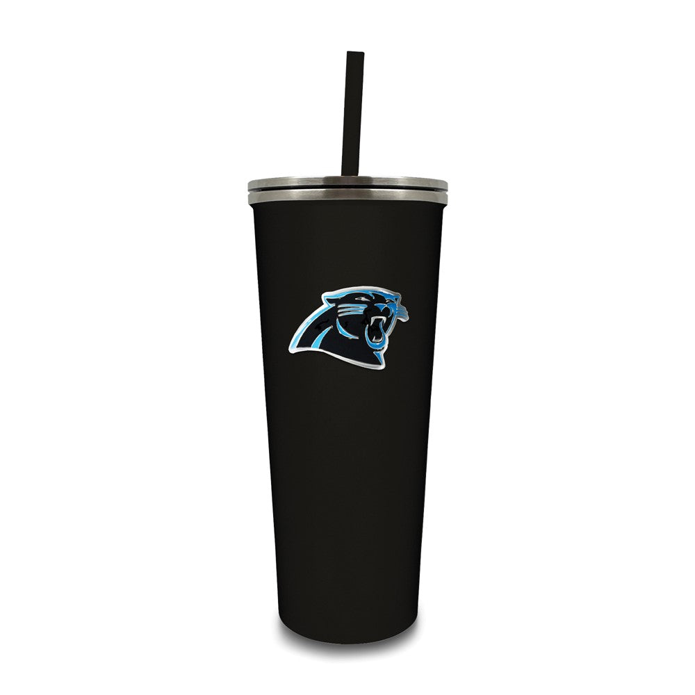 NFL Carolina Panthers Stainless Steel 24 ounce Skinny Tumbler with Emblem and Straw