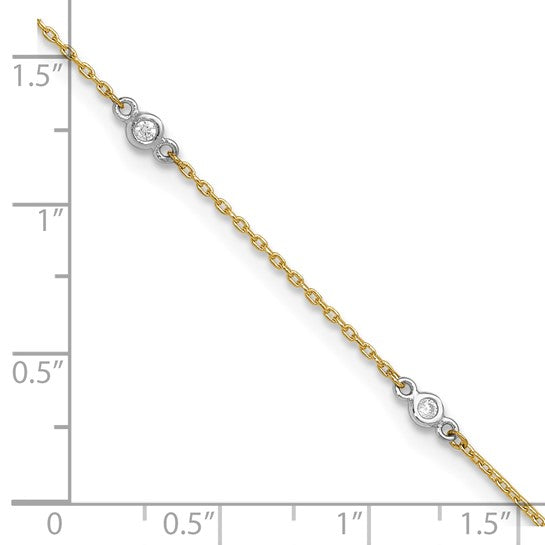 10k Two-tone CZ 9in Plus 1in ext. Anklet