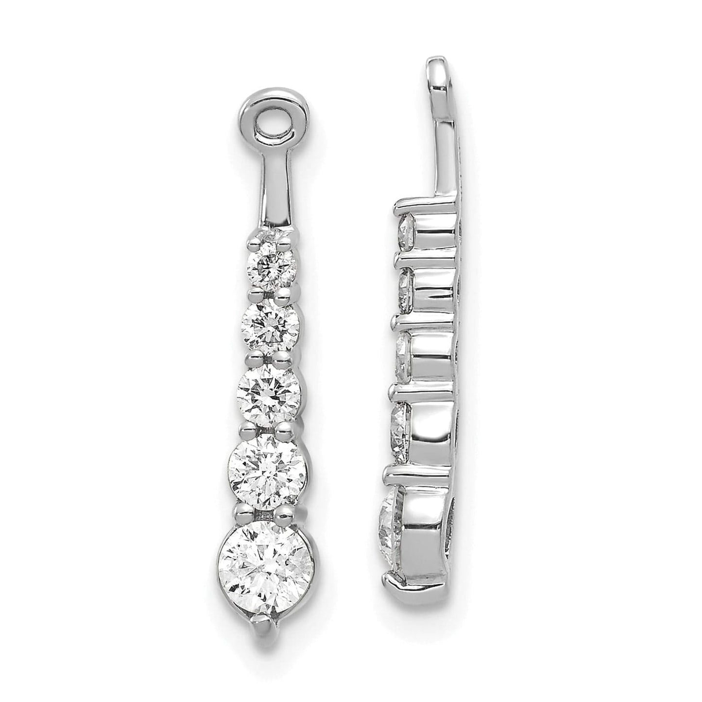 14K White Gold 5/8 CT I1 Diamond 5-Stone Dangle Earring Jackets