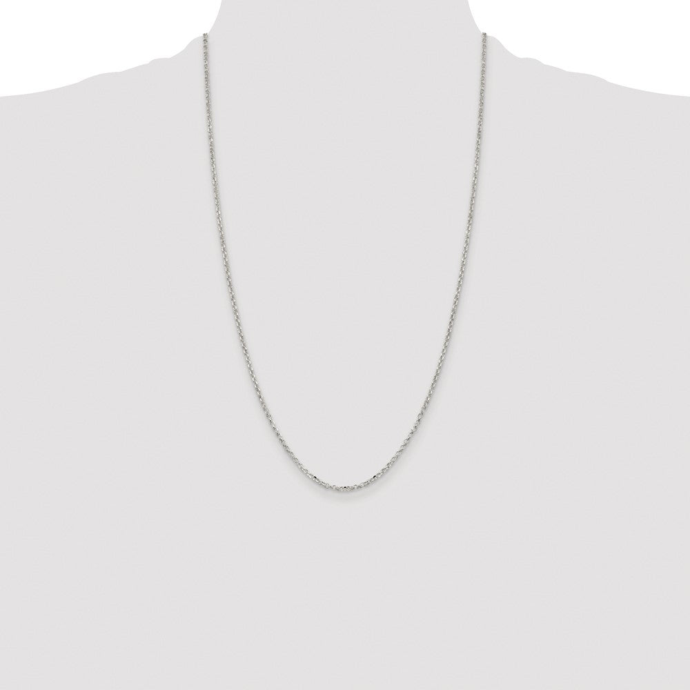 Sterling Silver Rhodium-plated 2.2mm Diamond-cut Cable Chain