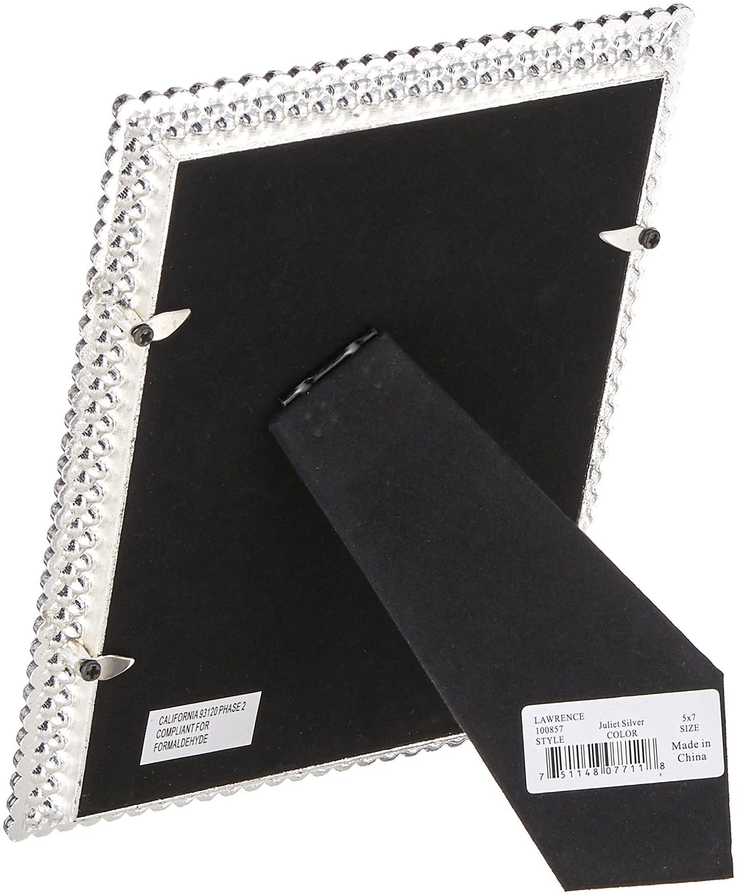 Lawrence Frames 5x7 Juliet Silver Metal Tabletop Picture Frame with Crystals