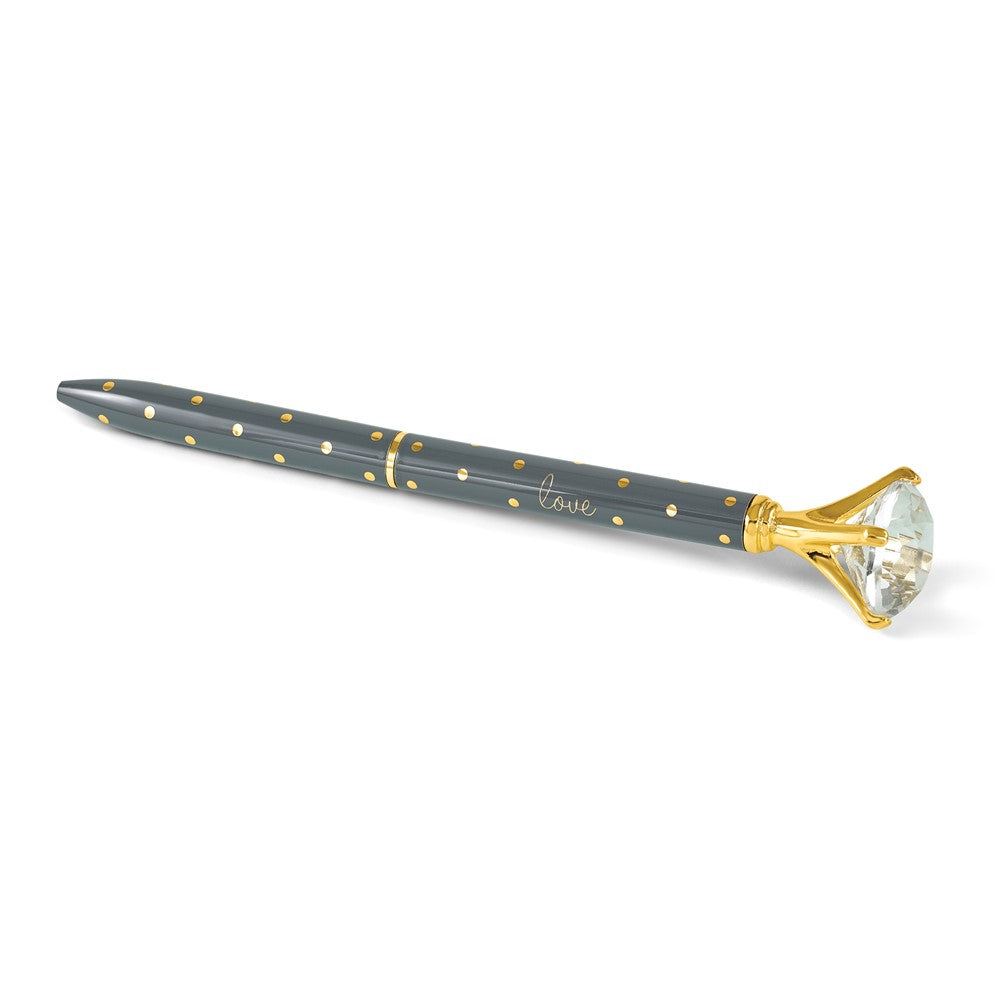 Metallic Grey and Gold Dot Love Refillable Gem Pen