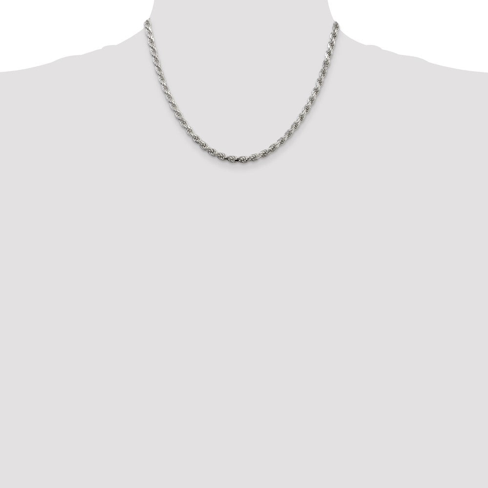 Sterling Silver 4.25mm Diamond-cut Rope Chain 18 Inches