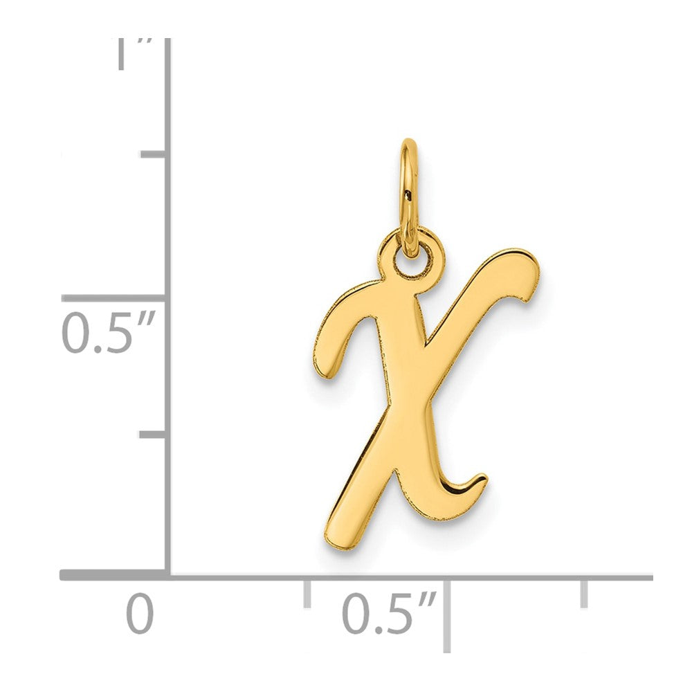 10K Small Fancy Script Initial X Charm