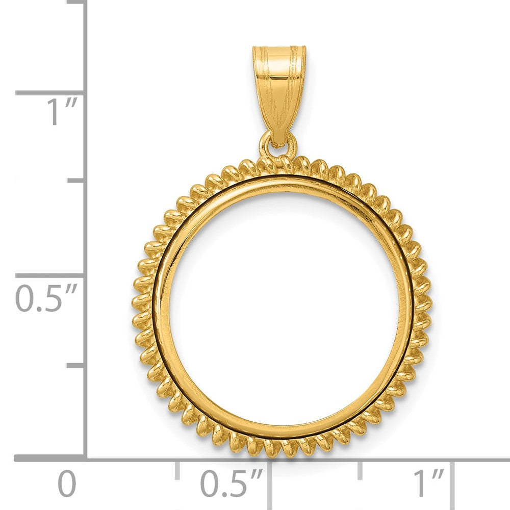 14k Polished Coil with 18.0mm Prong Coin Bezel Pendant