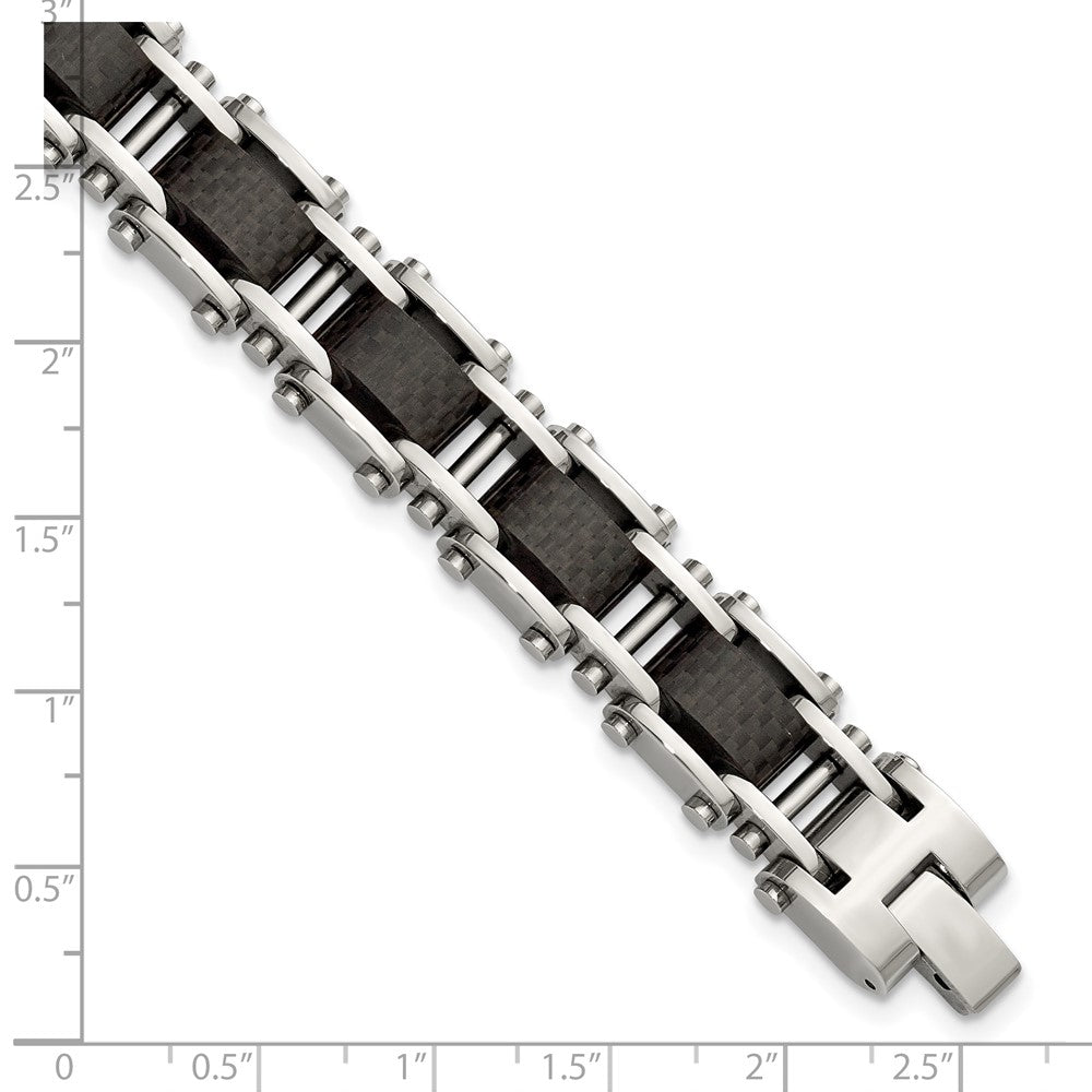 Stainless Steel & Black Carbon Fiber 8.5 Bracelet