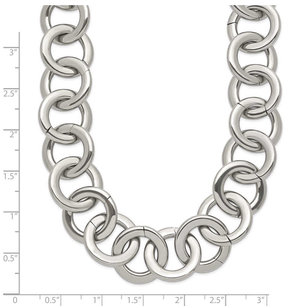Stainless Steel Polished Circle Link 17in Necklace