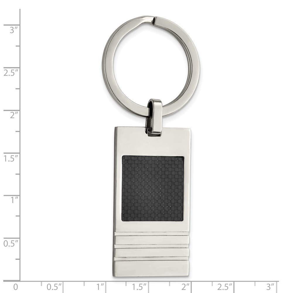 Chisel SRK113 Stainless Steel Brushed Black Carbon Fiber Inlay Key Ring