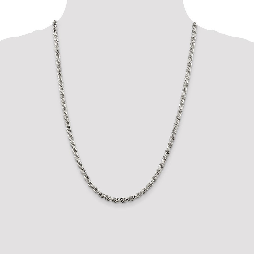 Sterling Silver 4.6mm Diamond-cut Rope Chain 24 Inches