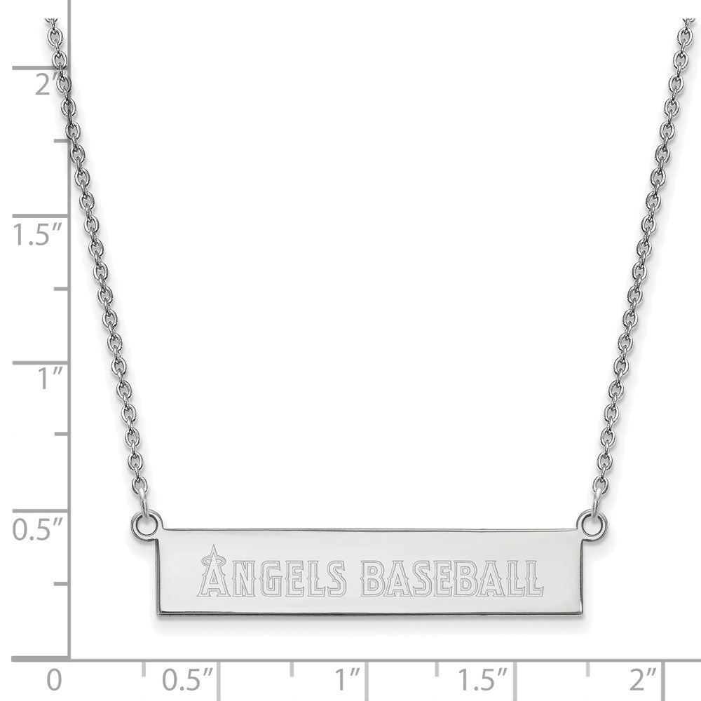 Sterling Silver Rhodium-plated Los Angeles Angels Team Script Bar 18 inch Necklace