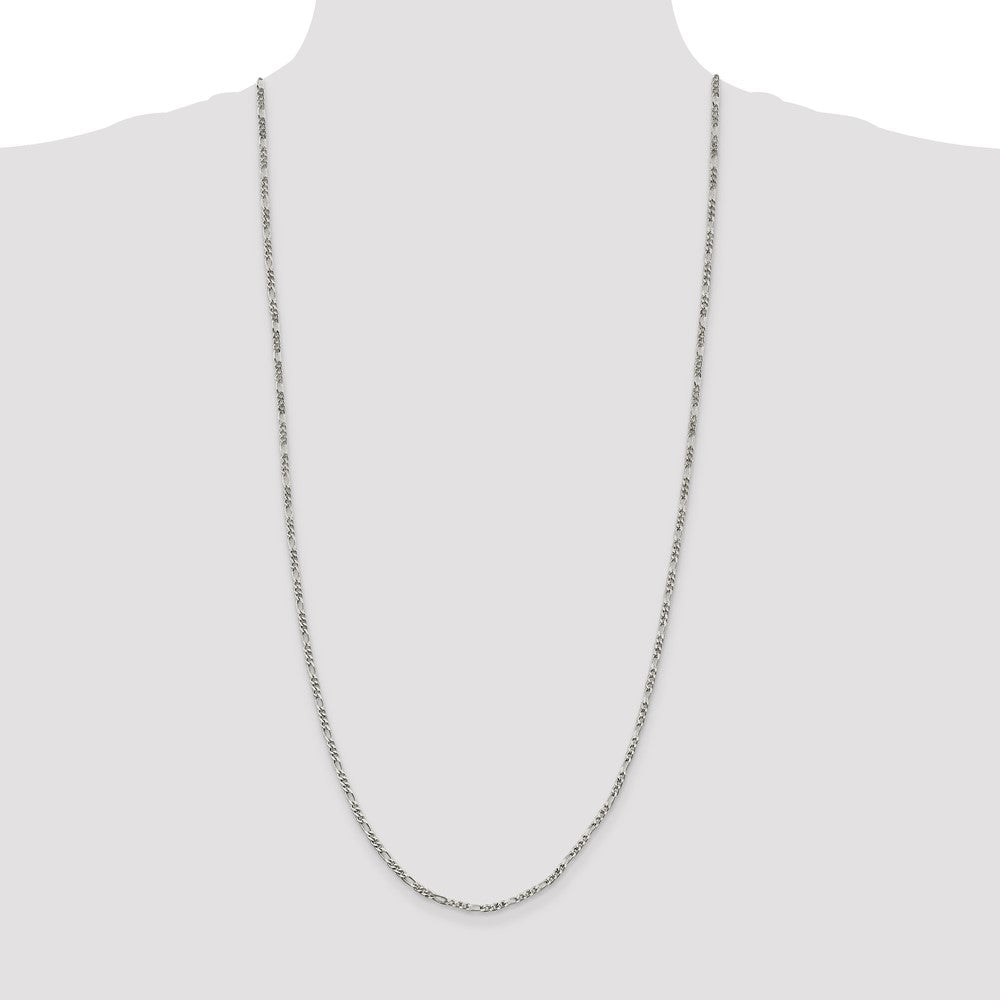 Sterling Silver 2.5mm Figaro Chain 30 Inches
