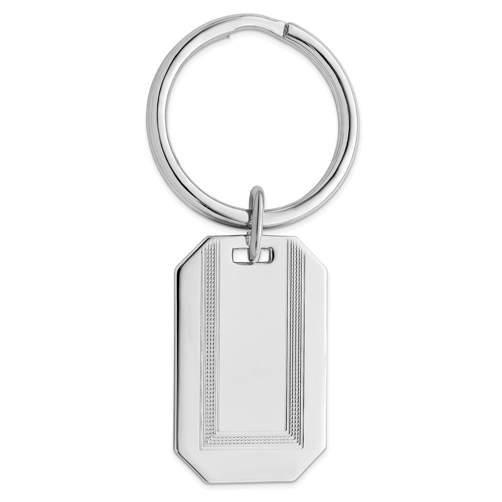 Rhodium-plated Kelly Waters Polished with Engraveable Area Key Ring QGP3822
