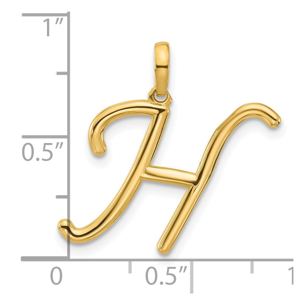 14k Yellow Gold Fancy Letter H