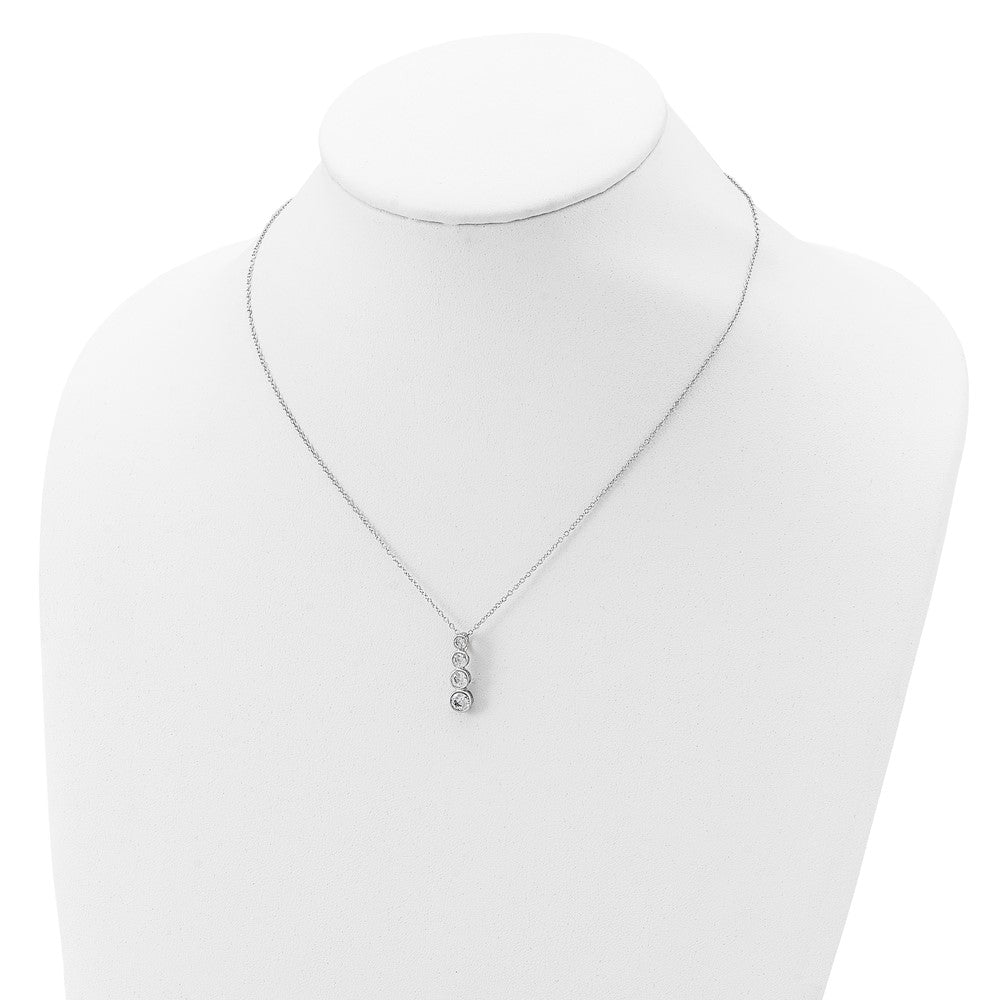 Sterling Silver Rhodium-plated CZ Journey Necklace 18 Inches