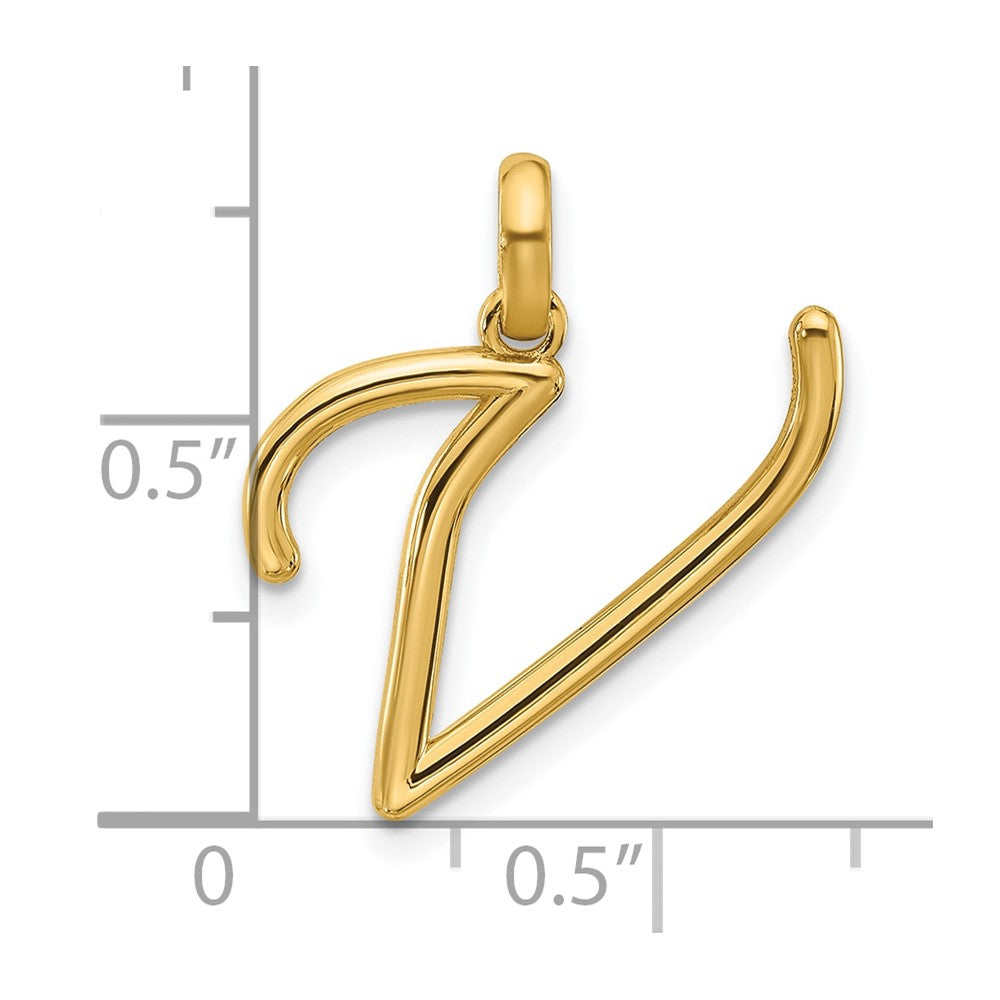 14k Yellow Fancy Letter V