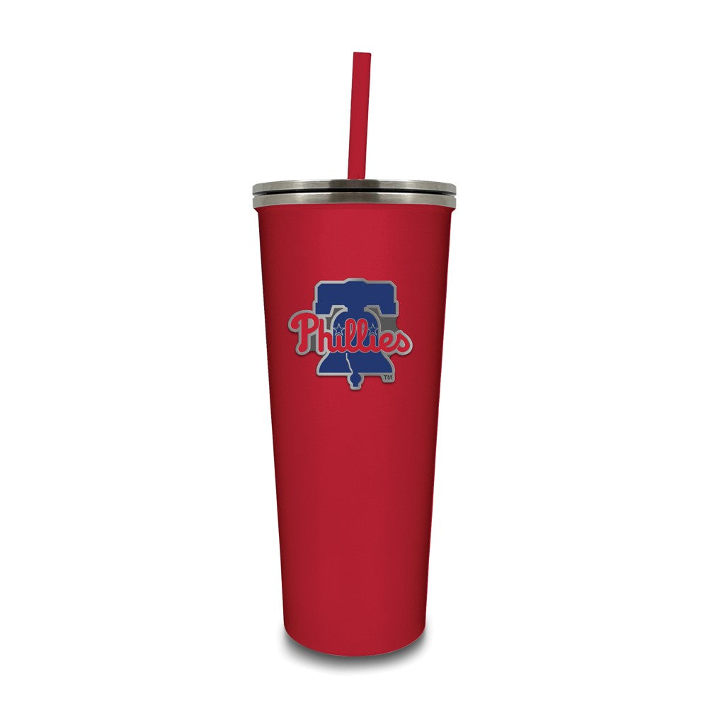 MLB Philadelphia Phillies Stainless Steel 24 ounce Skinny Tumbler with Emblem and Straw