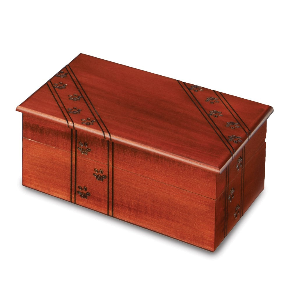 Paw Prints Carved Handcrafted Keepsake Wooden Box QGM18393