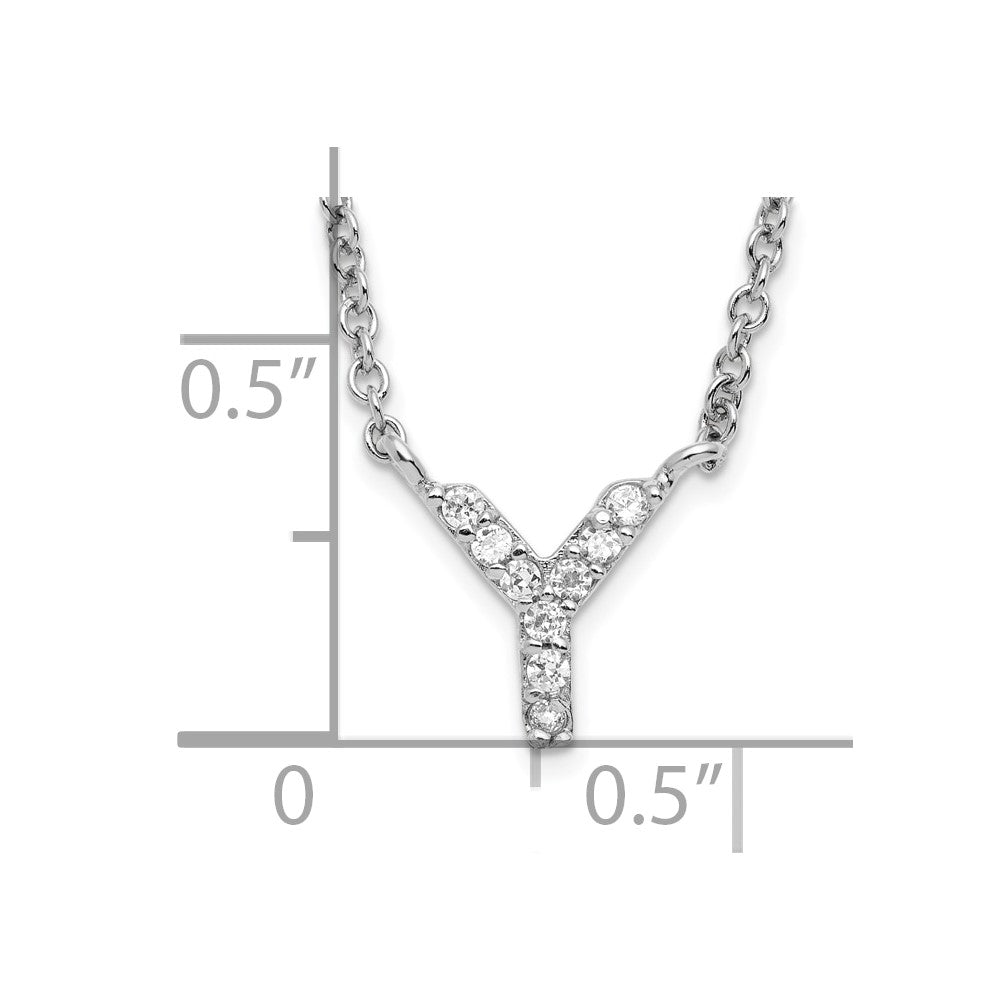 Sterling Silver Rhodium-plated CZ Initial Y 18 Inch Necklace