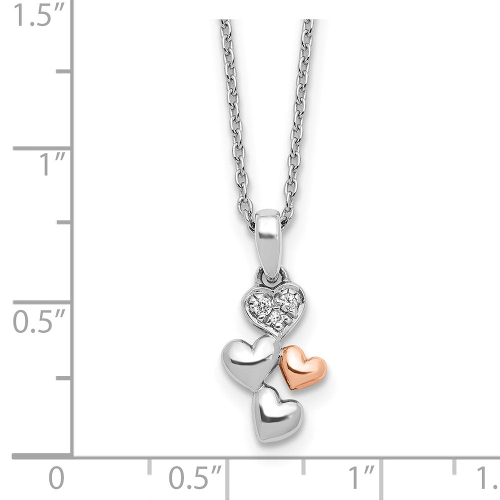 White Ice Sterling Silver Rhodium-plated Rose-tone 18 inch Diamond Heart Necklace with 2 inch Extender