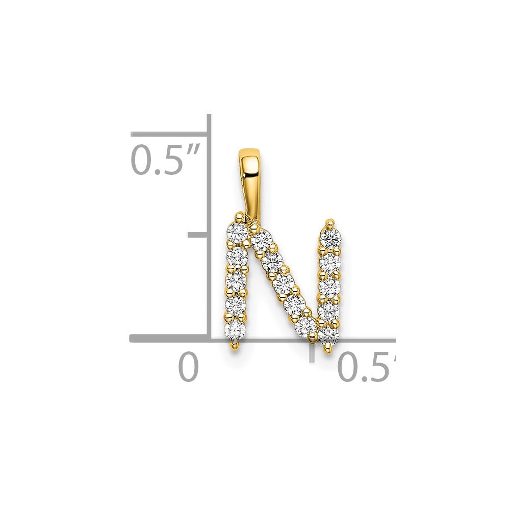 14k 1/6 carat Lab Grown Diamond VS/SI+ G+ Letter N Initial Pendant