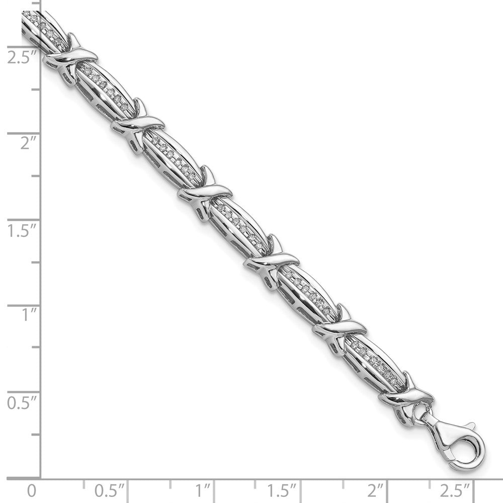 Sterling Silver Rhodium-plated Diam. Bracelet 7.25 inches