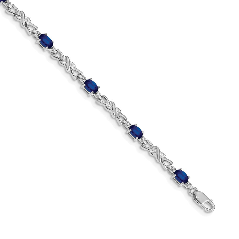 14k White Gold Diamond and Sapphire Bracelet 7.5 inches
