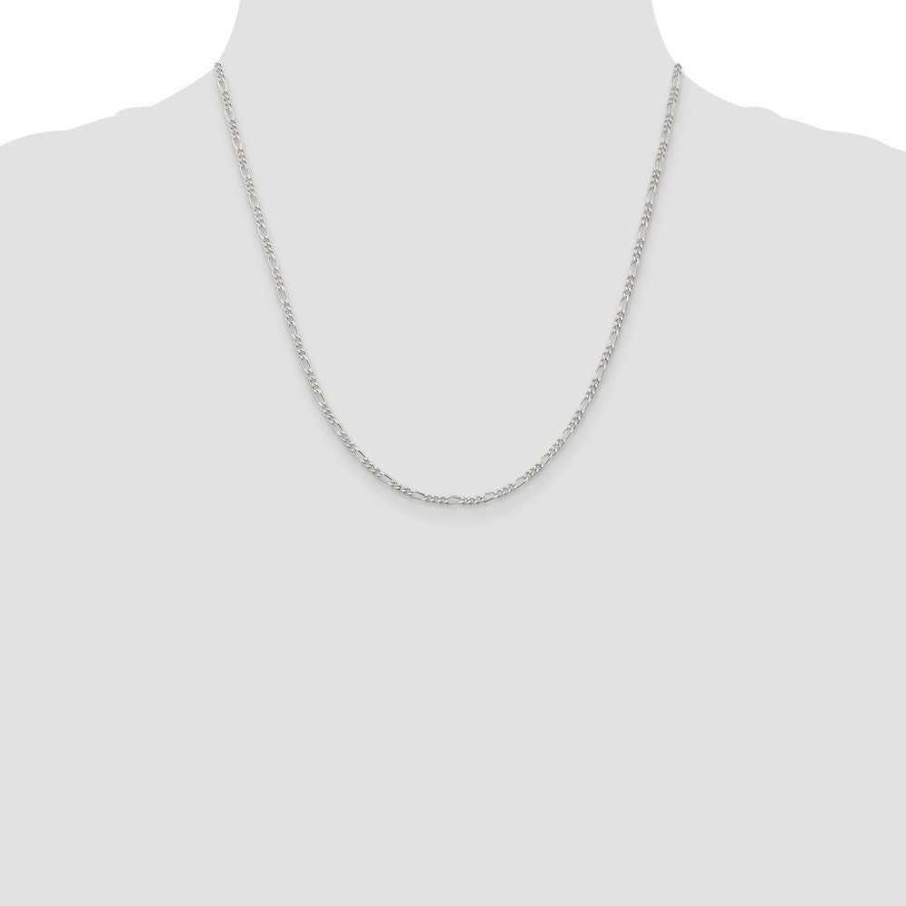 Sterling Silver Rhodium-plated 2.25mm Figaro Chain 20 Inches